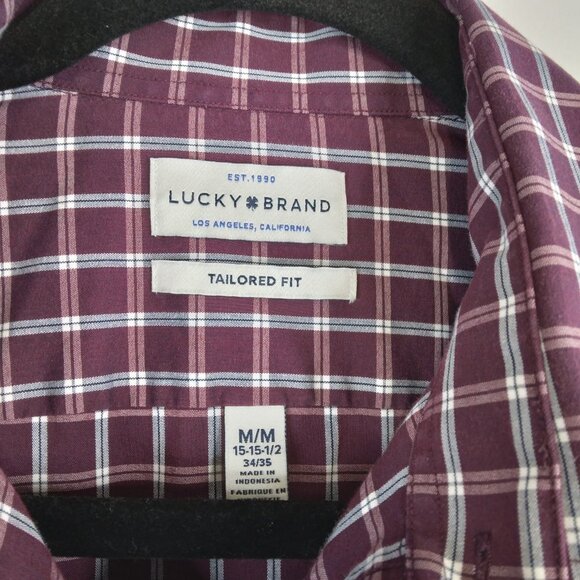 Lucky Brand Men's Tailored Fit Long Sleeve Plaid Button Down Shirt Size M - Picture 5 of 11